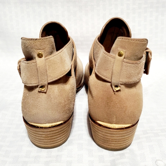 MICHAEL KORS Mercer Buckled Khaki Suede Leather Ankle Boots Size 7 - Picture 9 of 16